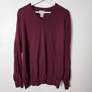L.L. Bean Men's Size L Cotton Cashmere Long Sleeve V-Neck Pullover Sweater